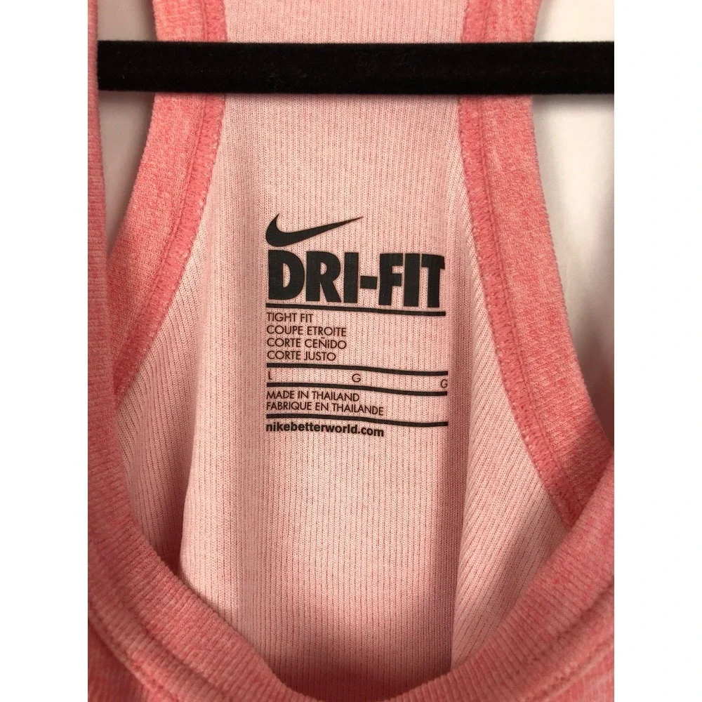 Nike Dri-fit Womens Tank Top Size Large Racer Back Pink (BL)‎